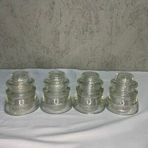 Vintage Glass Electrical Insulator Hemingray 45 Clear Set of 4